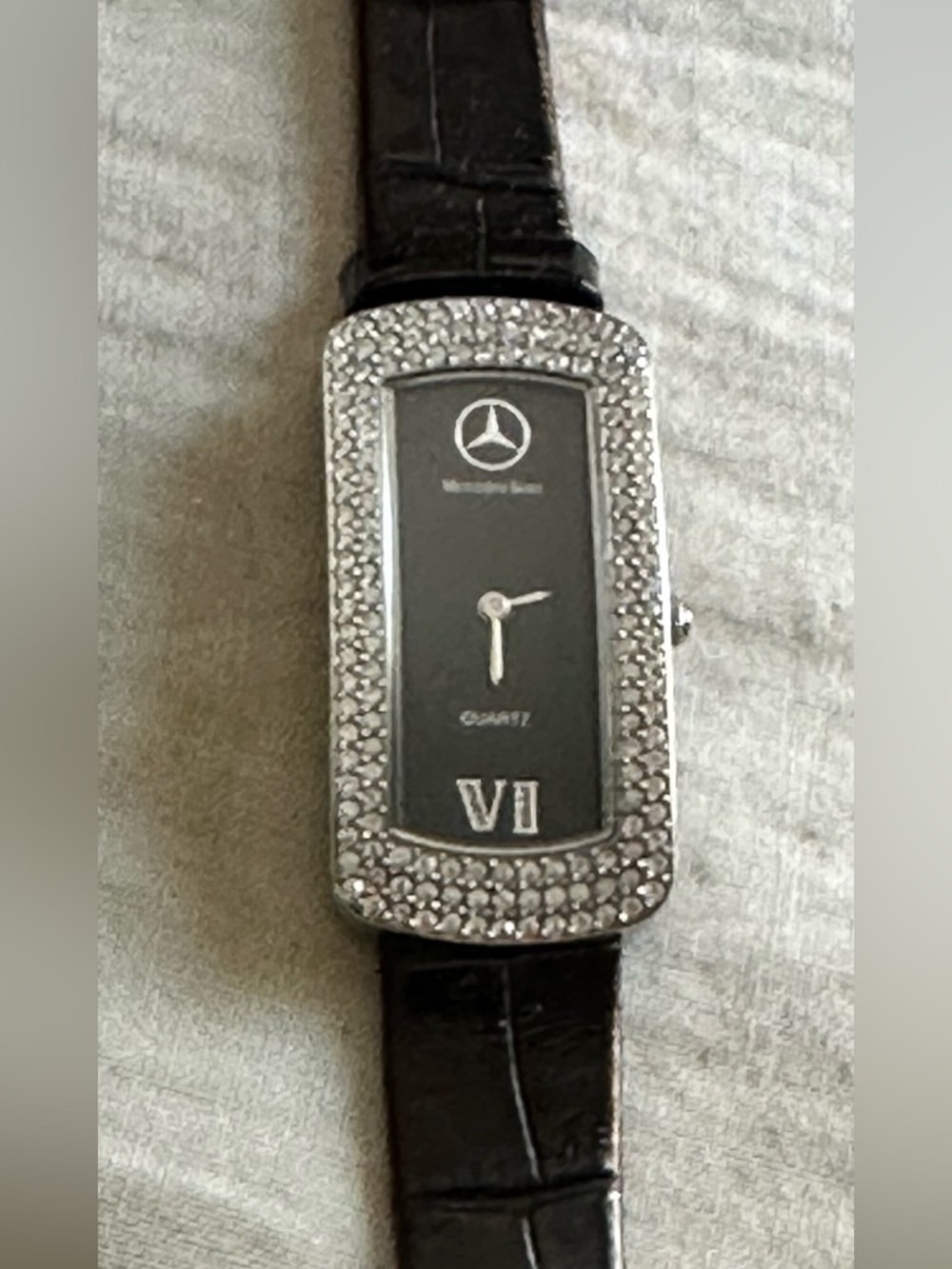 Mercedes-Benz Black triple row Austrian crystal bezel Swiss movement  Watch - Picture 4 of 6